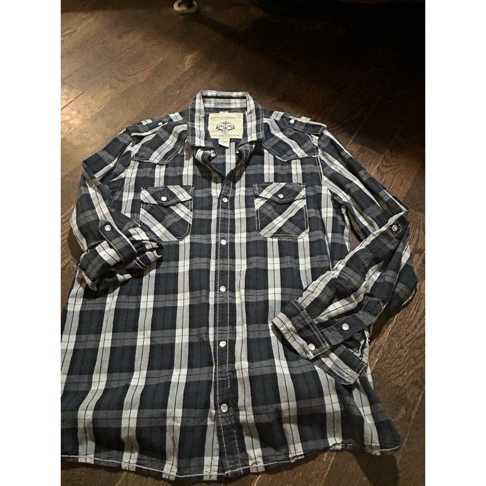 SUPPLY COMPANY USA Pearl Snap Cowboy Western Plaid Snap Up Long Sleeve Shirt‎ Xl